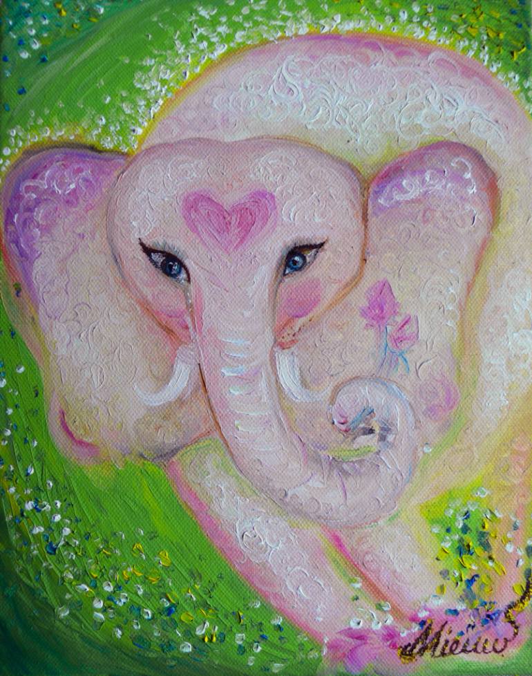770x978 Saatchi Art Pink Elephant Painting By Janchisa Demarbaix - Pink Elephant Painting