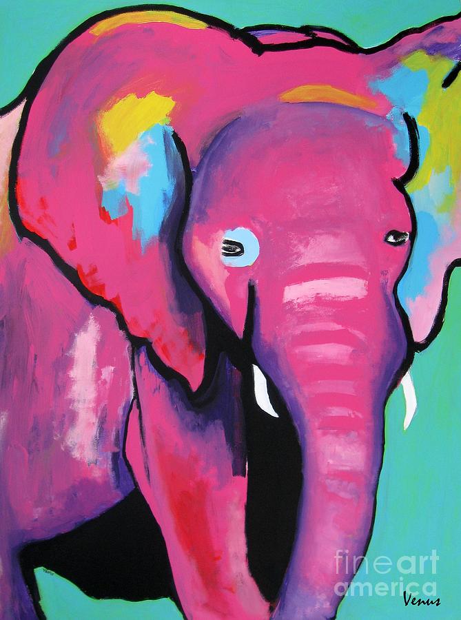 669x900 Baby Elephant Painting By Venus - Pink Elephant Painting