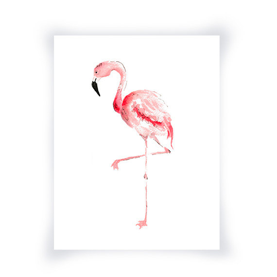 570x570 Pink Flamingo Watercolor Painting Print Flamingo Wall Art - Pink Flamingo Painting