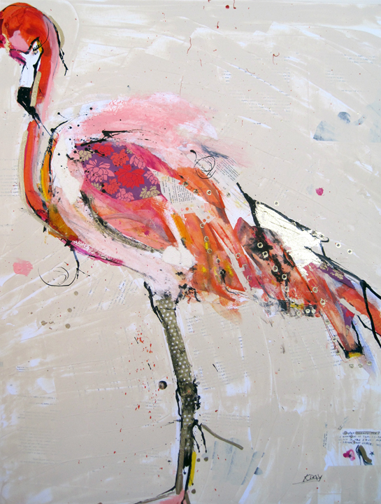 545x720 Polyester Sweater, A Four Foot Pink Flamingo Painting Kelliedayart - Pink Flamingo Painting