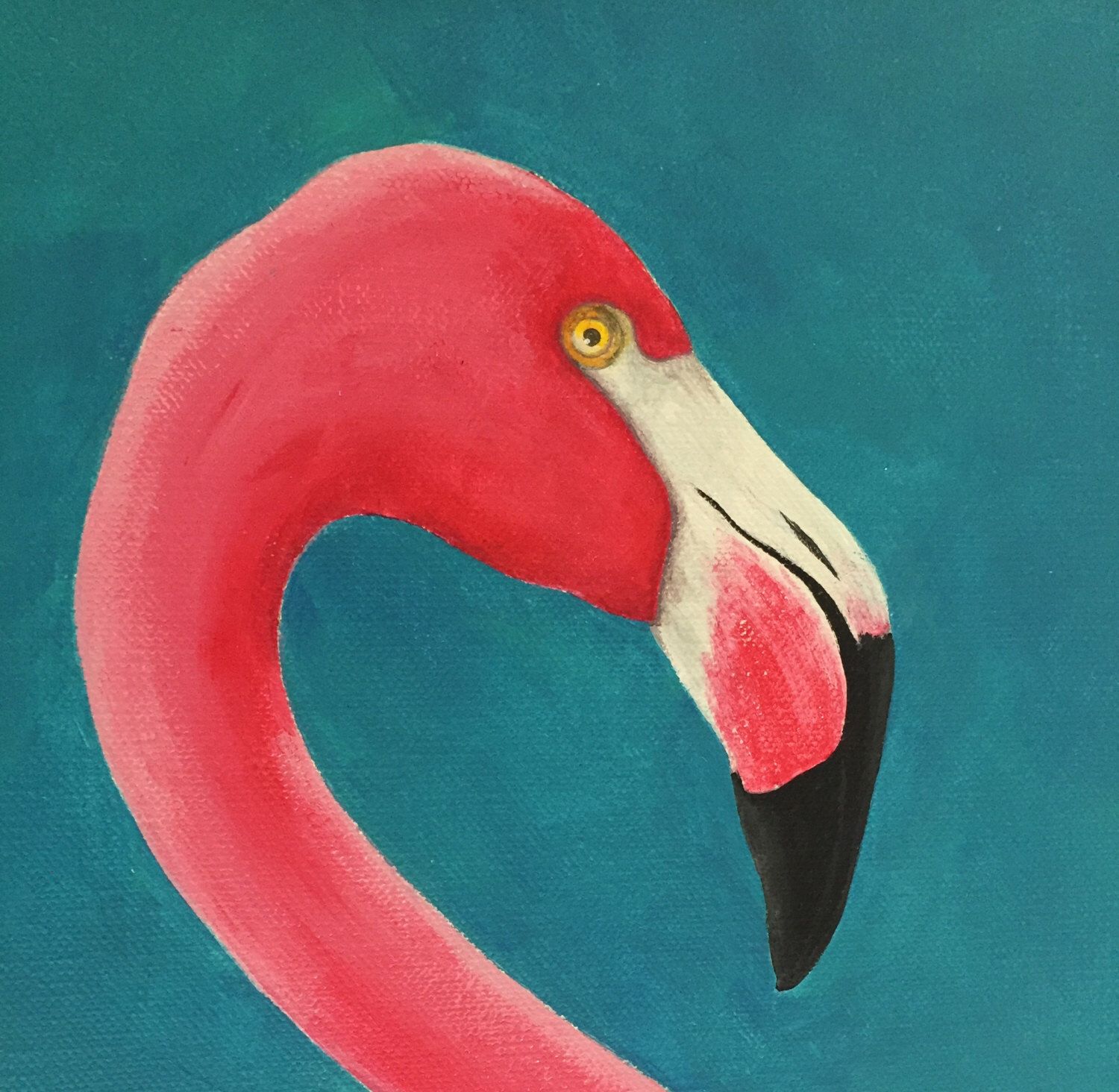1500x1464 Flamingo, Pink Flamingo, Acrylic Painting, Prints, Giclee, Pink - Pink Flamingo Painting