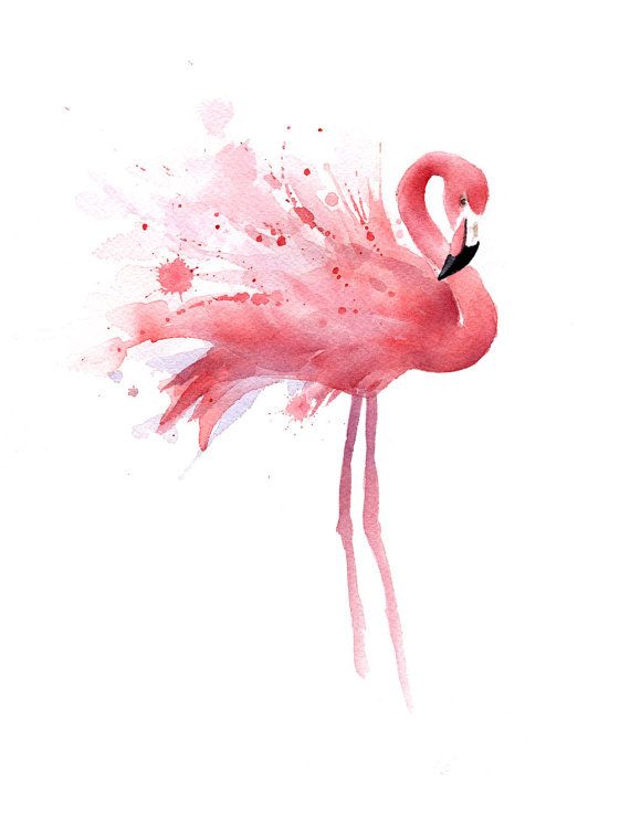570x738 Flamingo Art Print Wall Decor Watercolor By Everydayshenanigans - Pink Flamingo Painting