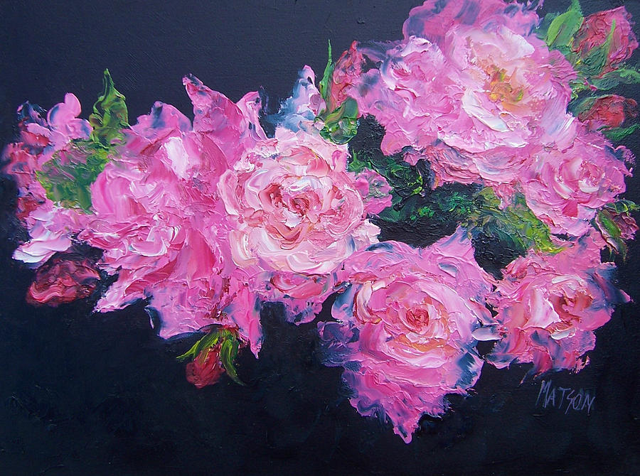 900x670 Pink Roses Oil Painting Painting By Jan Matson - Pink Floral Painting