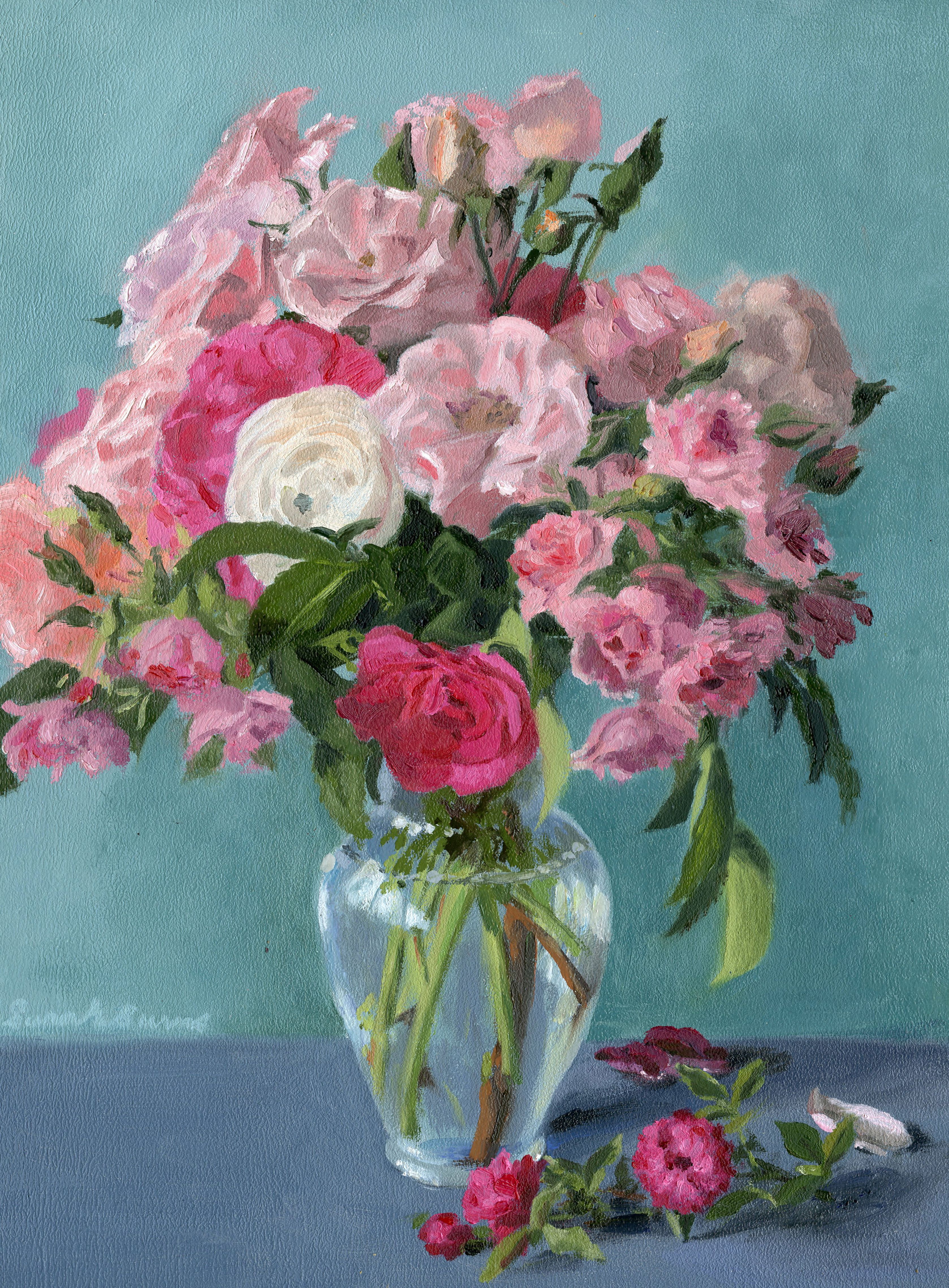 3356x4553 Sarah F Burns Myras Pink Roses.jpg Flores, Rosas Y - Pink Floral Painting
