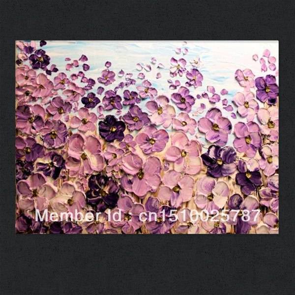 600x600 Custom Pink And Purple Smiling Flowers Impasto Palette Knife - Pink Floral Painting