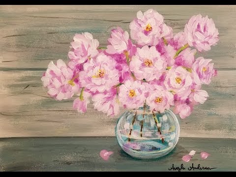 480x360 Easy Beginner Acrylic Painting Tutorial Pink Spring Flowers - Pink Floral Painting