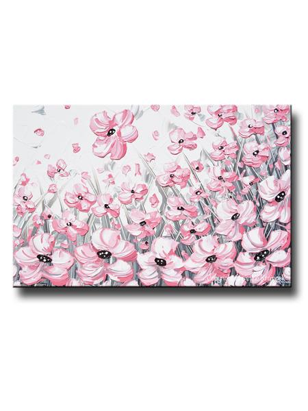 450x600 Giclee Print Abstract Painting Pink Poppies Flowers Grey White - Pink Flower Painting
