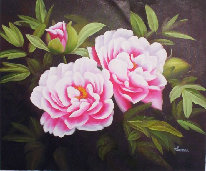 700x581 Oil Paintings Frames - Pink Flower Painting
