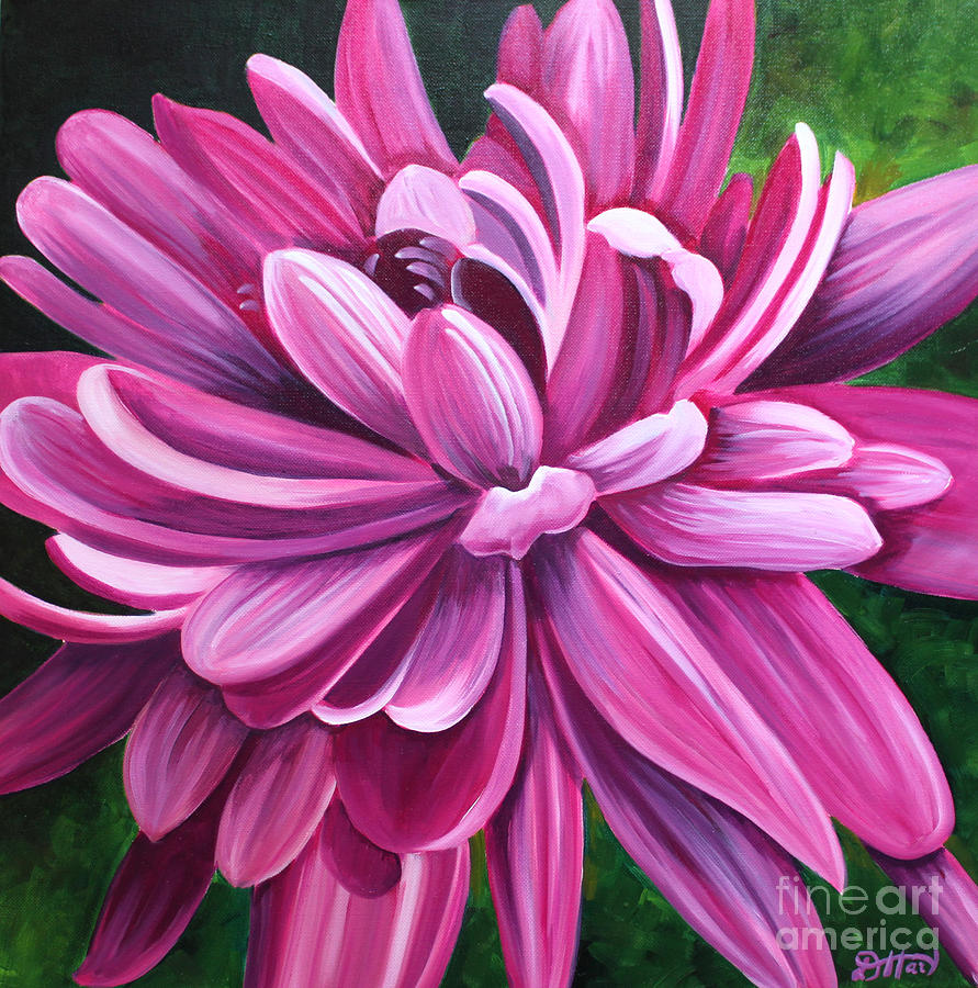 891x900 Pink Flower Fluff Painting By Debbie Hart - Pink Flower Painting