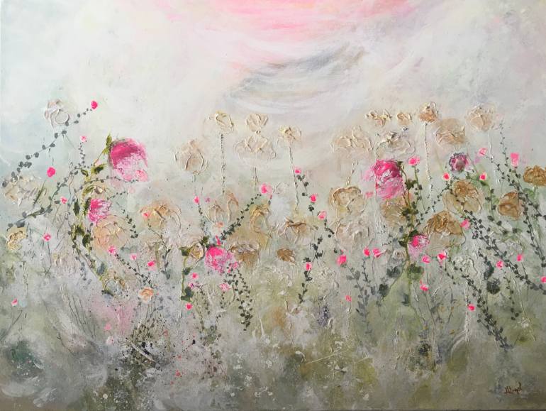 770x579 Saatchi Art Secret Garden Abstract Floral Pink Flowers Painting - Pink Flower Painting