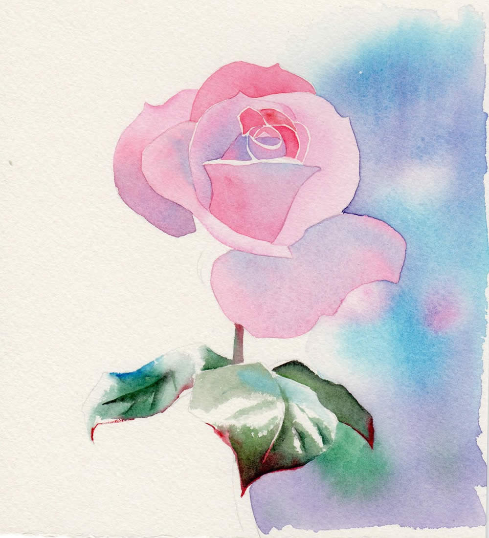 1000x1101 Watercolour Painting Demonstration - Pink Flower Painting