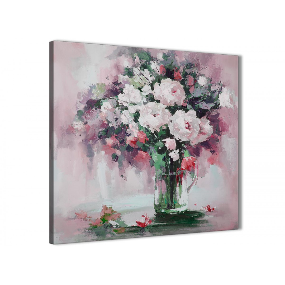 1200x1200 Blush Pink Flowers Painting Abstract Bedroom Canvas Wall Art - Pink Flower Painting