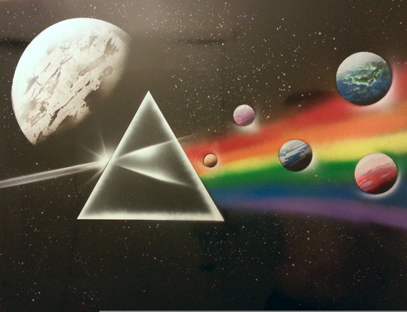 570x437 Pink Floyd The Dark Side Of The Moon Spray Paint Art By Nycstart - Pink Floyd Painting