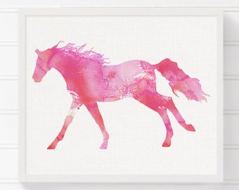 340x270 Pink Horse Painting Etsy - Pink Horse Painting