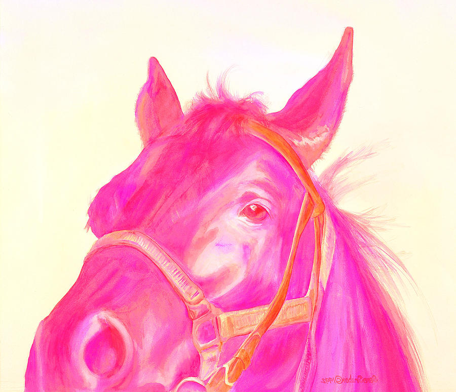900x774 The Pink Horse Painting By Sara Srubar - Pink Horse Painting