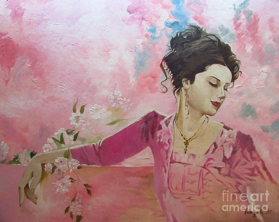 900x716 Persian Lady In Pink Painting By Persian Art - Pink Lady Painting