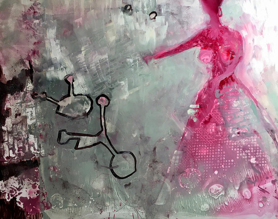 900x709 Pink Lady Painting By Carole Johnson - Pink Lady Painting