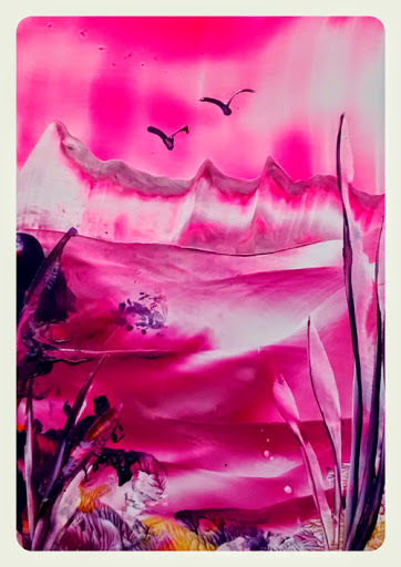 362x512 Pink Landscape Rainbow Color Art By Sandra Illing - Pink Landscape Painting