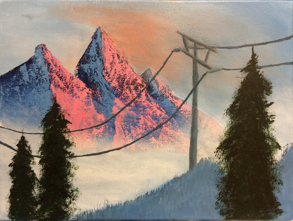 1024x773 Pink Mountain Landscape Painting By Connorv2000 - Pink Landscape Painting