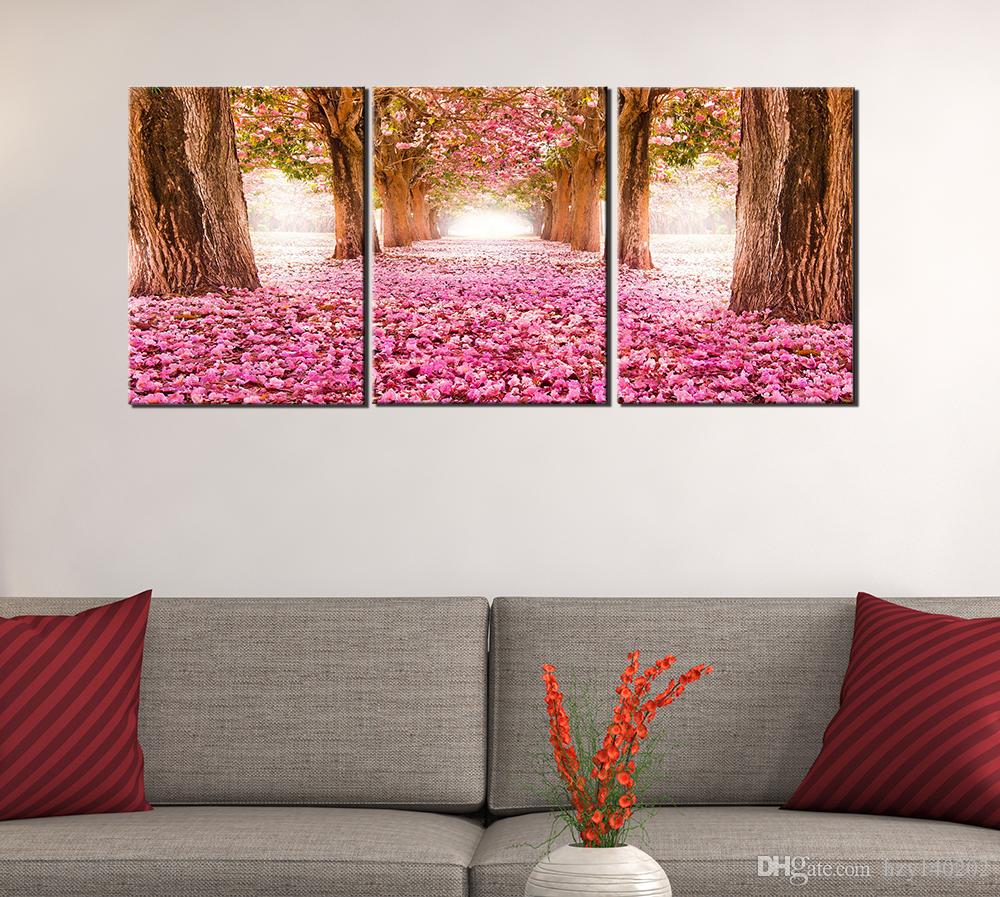 1000x897 Yijiahe Painting Modern Wall Art,pink Landscape Print On Canvas - Pink Landscape Painting