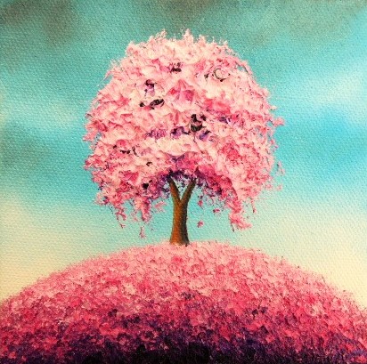 Pink Landscape Painting at PaintingValley.com | Explore collection of ...