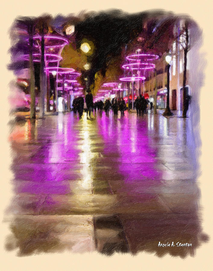 707x900 Champs Elysees In Pink Painting By Angela Stanton - Pink Painting