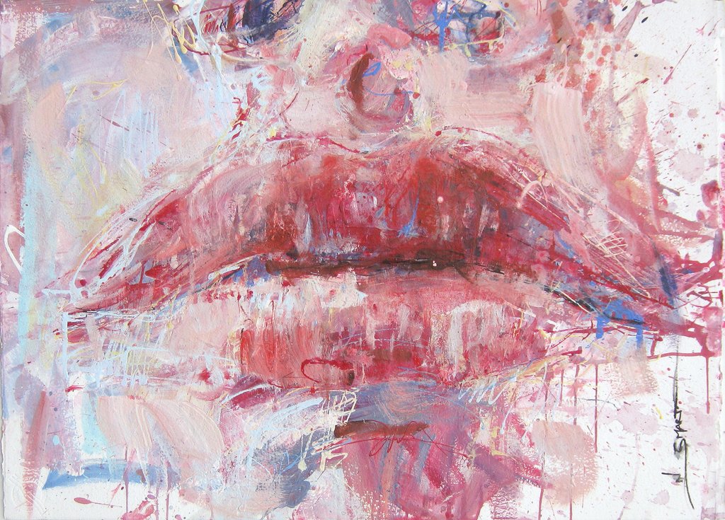 1024x735 Lips In Pink Nina Smart - Pink Painting