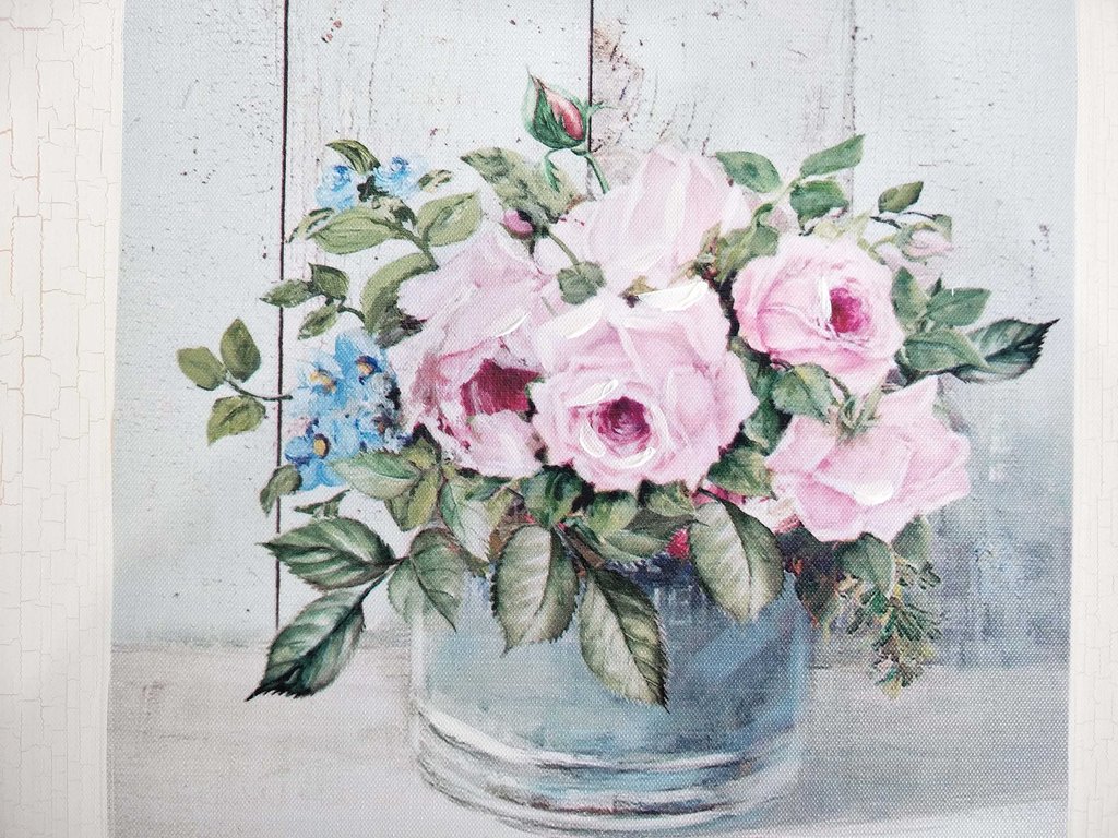 1024x768 Pair Of Pink Peony And Blue Watering Can And Pot Country Painting - Pink Peony Painting