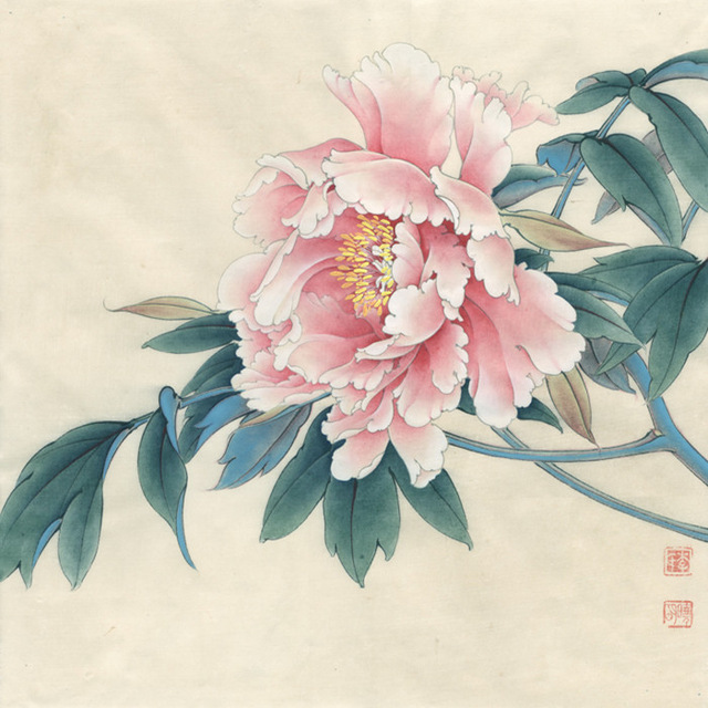 640x640 Chinese Classical Pink Peony Scenery Oil Painting Canvas Printings - Pink Peony Painting