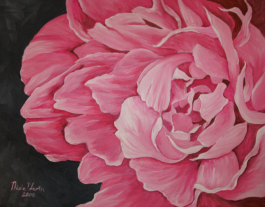900x704 Pink Peony Painting By Nicole Werth - Pink Peony Painting