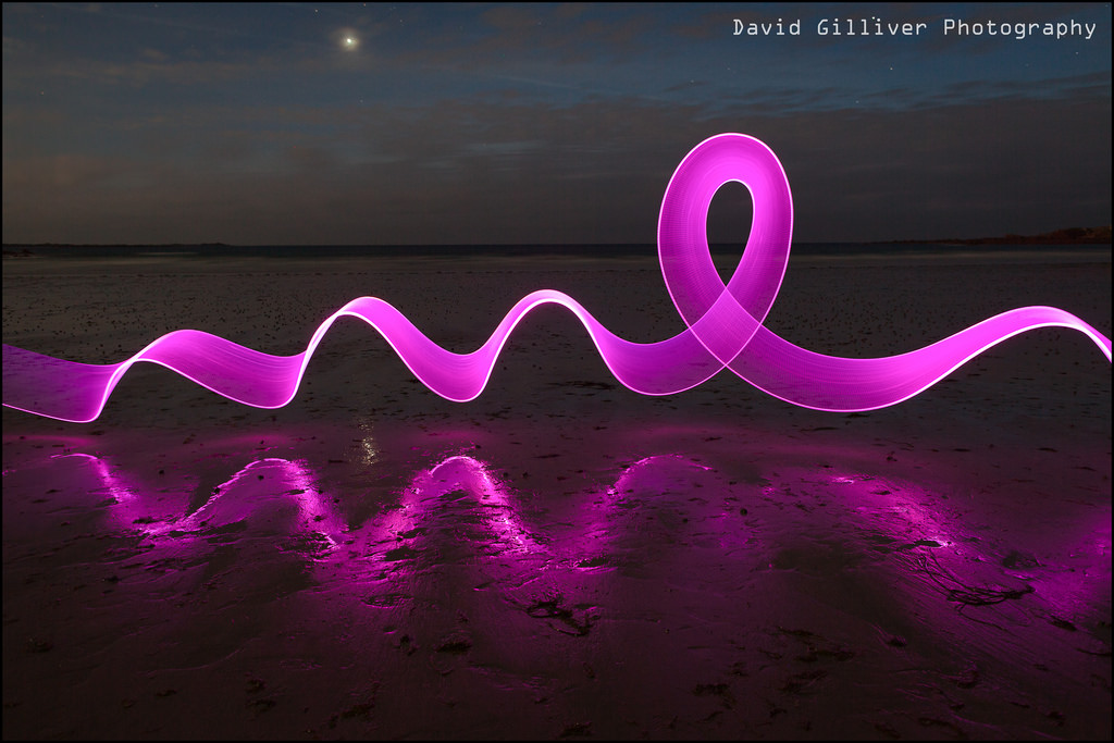 1024x683 Pink Ribbon Light Painting Long Exposure Vazon Beach, - Pink Ribbon Painting