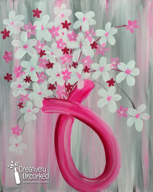 638x800 Pink Ribbon Bouquet Creatively Uncorked Http - Pink Ribbon Painting