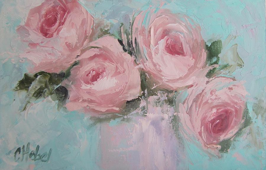 900x574 Pastel Pink Roses Painting Painting By Chris Hobel - Pink Rose Painting