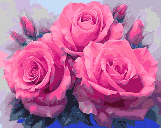 549x438 Pink Roses Diy Oil Painting By Numbers, Paint By Number Kits - Pink Rose Painting