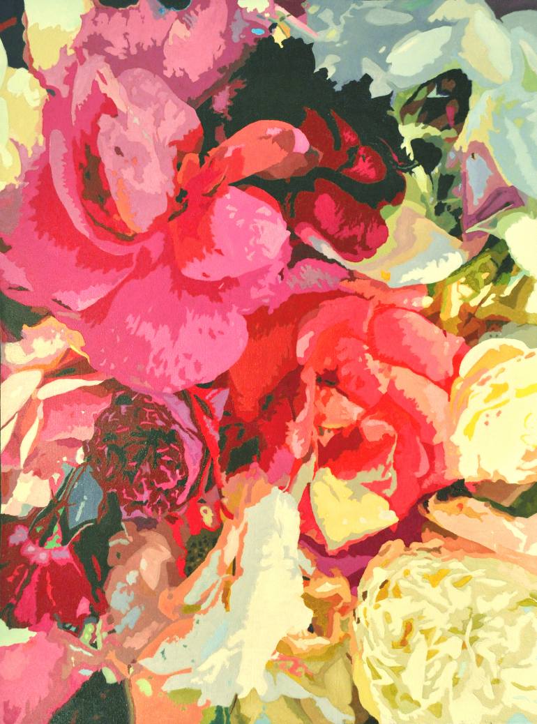 770x1038 Saatchi Art Big Pink Rose Painting By Ron Harris - Pink Rose Painting