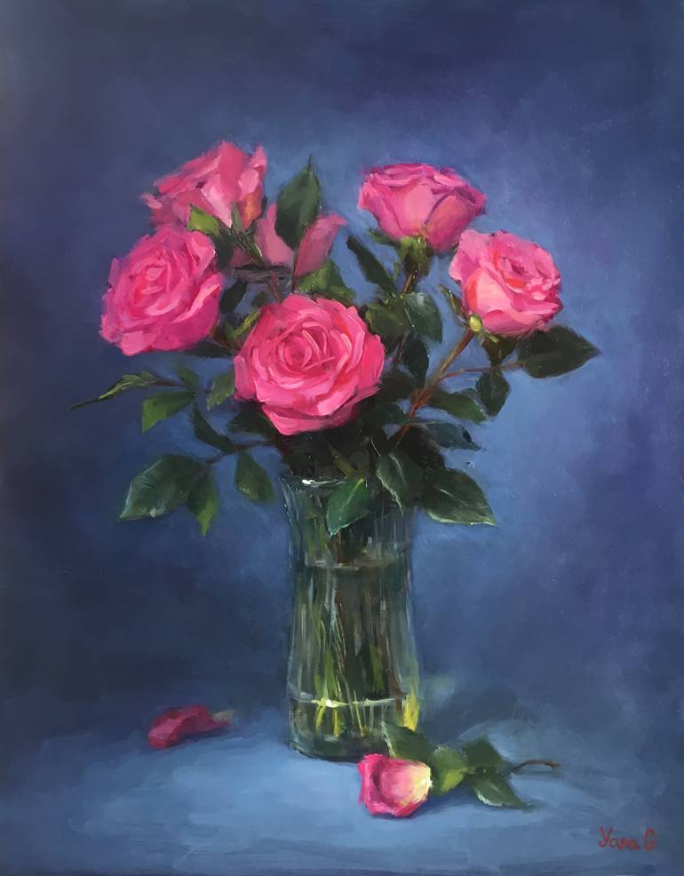 770x986 Saatchi Art Pink Roses. Original Oil Painting Painting By Yana - Pink Rose Painting