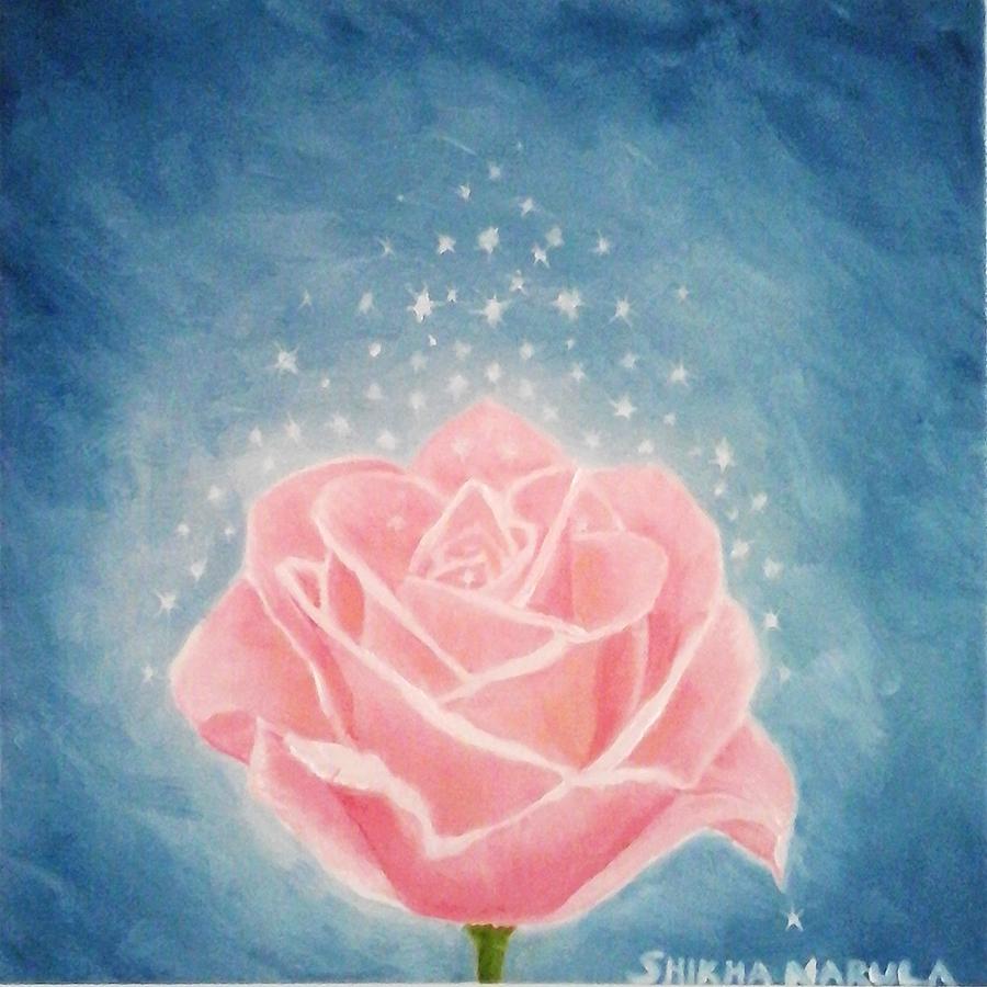 900x900 The Magical Pink Rose Painting By Shikha Narula - Pink Rose Painting