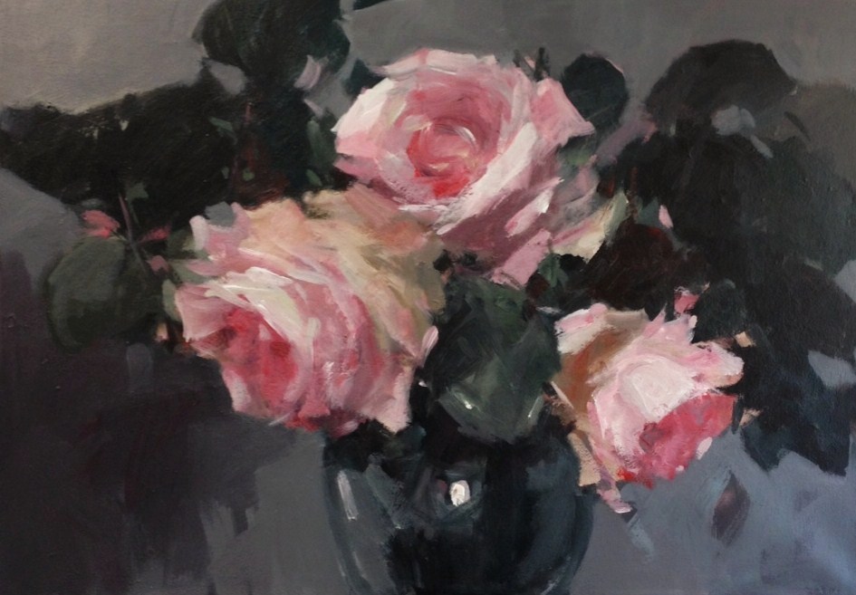 945x657 My New Paintings Pink Roses In A Vase - Pink Rose Painting