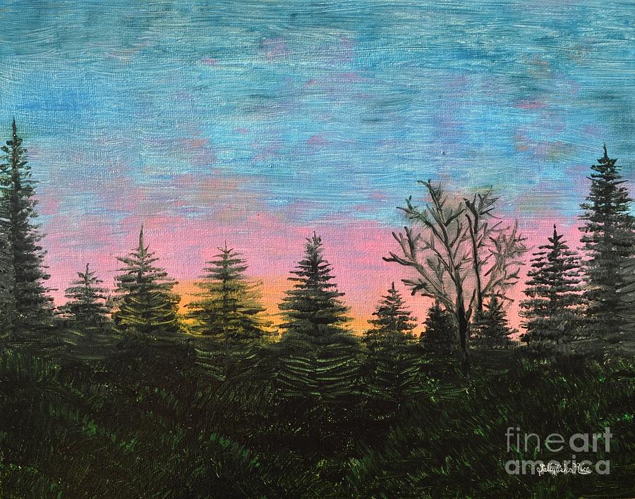 900x708 Pink Sky In The Morning Painting By Sally Rice - Pink Sky Painting