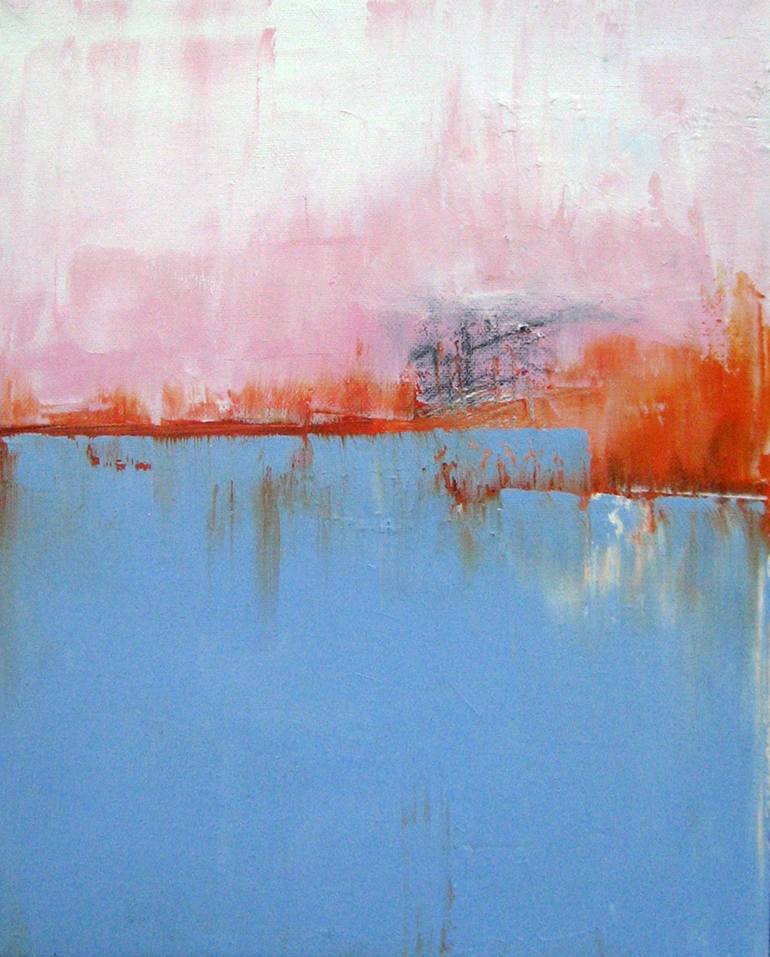 770x957 Saatchi Art Waterfall Against A Pink Sky Painting By Terrie Yeatts - Pink Sky Painting