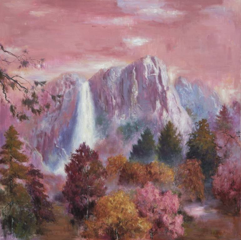 770x768 Saatchi Art Yosemite Mountain Pink Sky Painting By John Fu - Pink Sky Painting