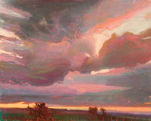 500x399 Pastel Landscape Painting 101 Pastels, Landscaping And Paintings - Pink Sky Painting