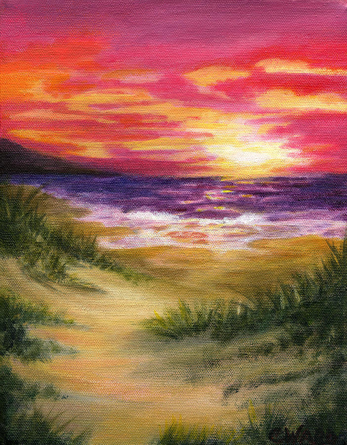 702x900 Pink Sunset Painting By Colleen Ward - Pink Sunset Painting