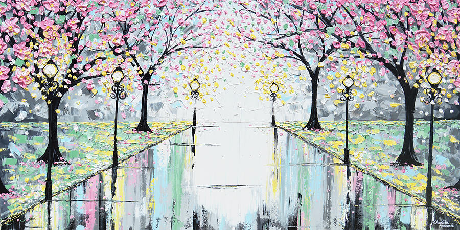 900x450 Reflections Of Springtime - Pink Tree Painting