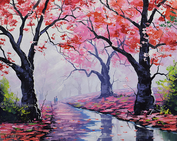 570x455 Award Winning Artist Tree Paintings Pink Wall Art Pink - Pink Tree Painting