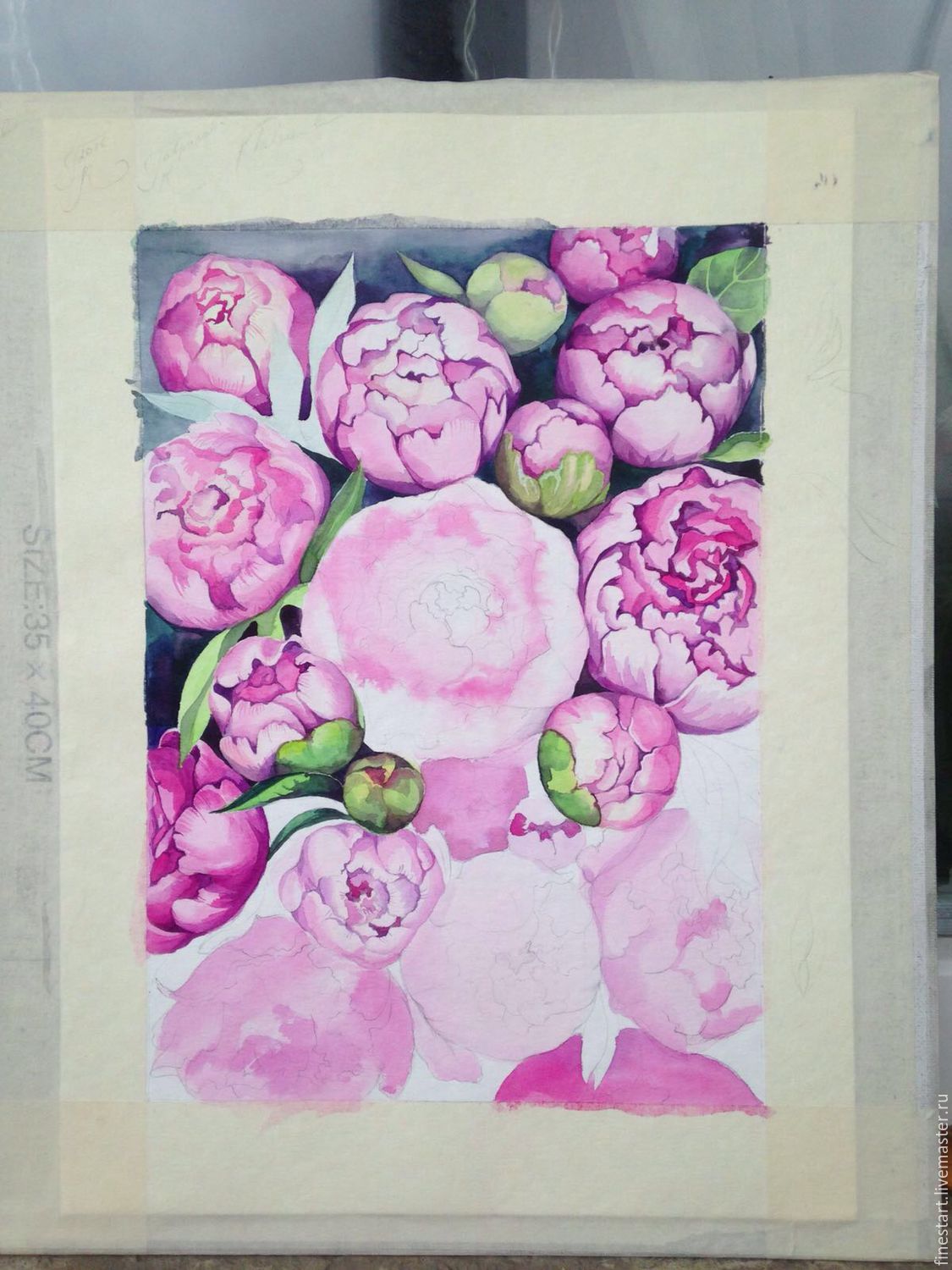 1125x1500 Painting With Watercolors Crimson Bouquet Of Peonies Watercolor - Pink Watercolor Painting