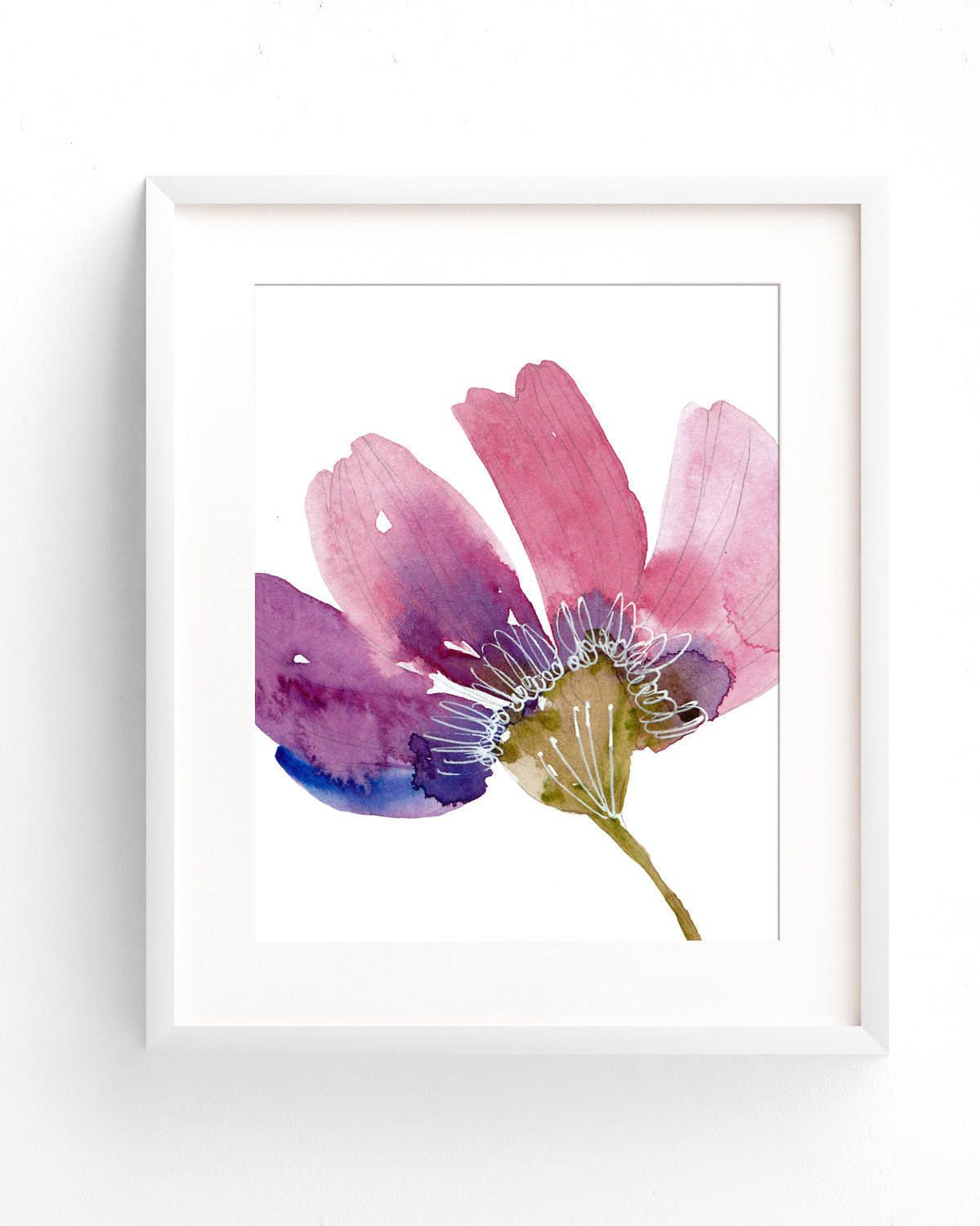 1199x1500 Watercolor Print Of Flower, Abstract Painting Of Large Oversized - Pink Watercolor Painting