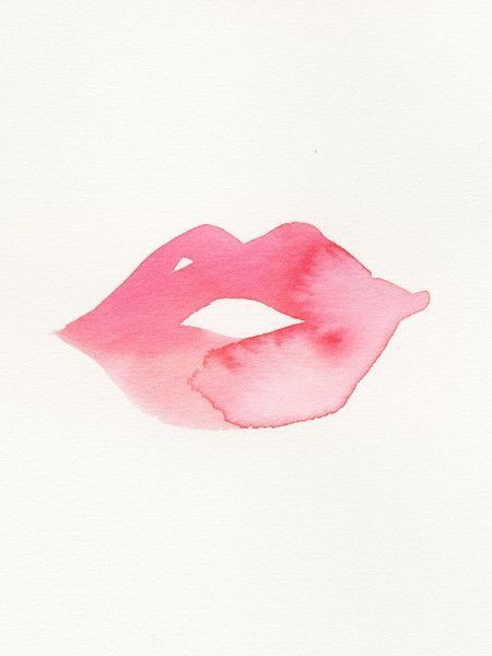 450x600 Lips, Painting, Pink, Watercolor, Watercolour - Pink Watercolor Painting