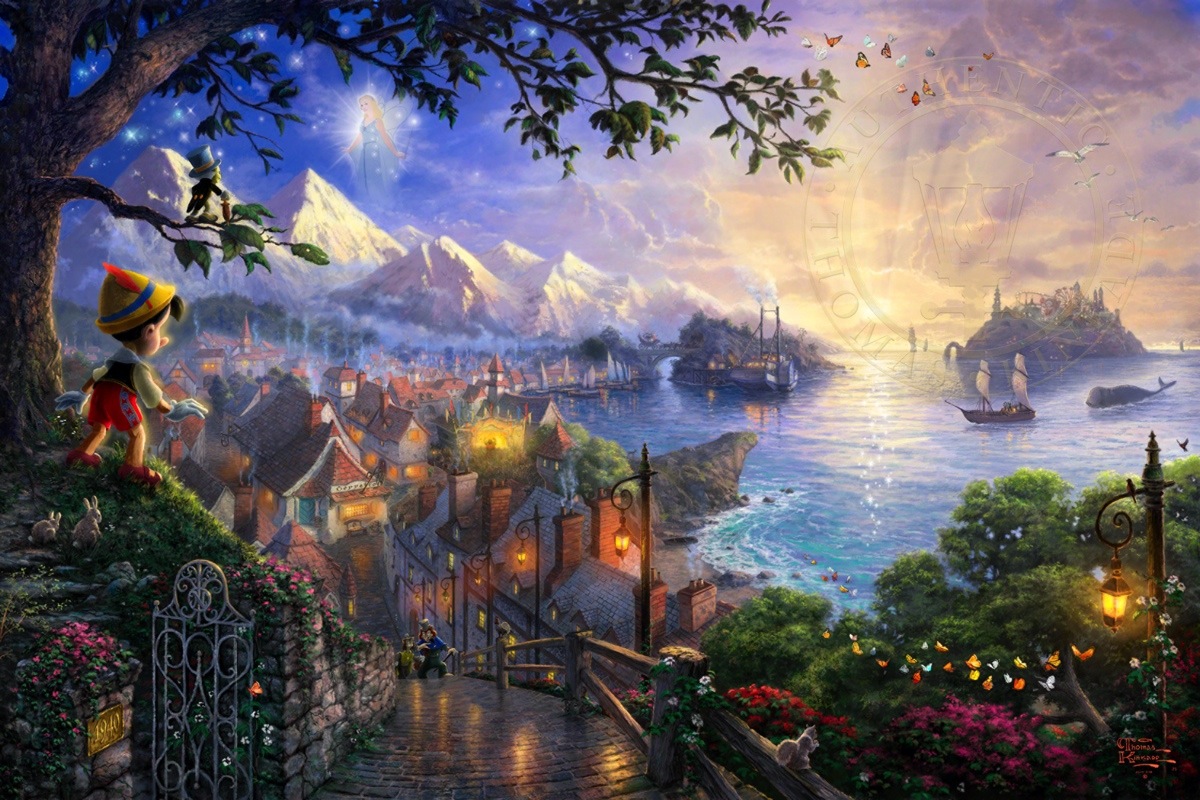 1200x800 Pinocchio Wishes Upon A Star Limited Edition Art The Thomas - Pinocchio Painting