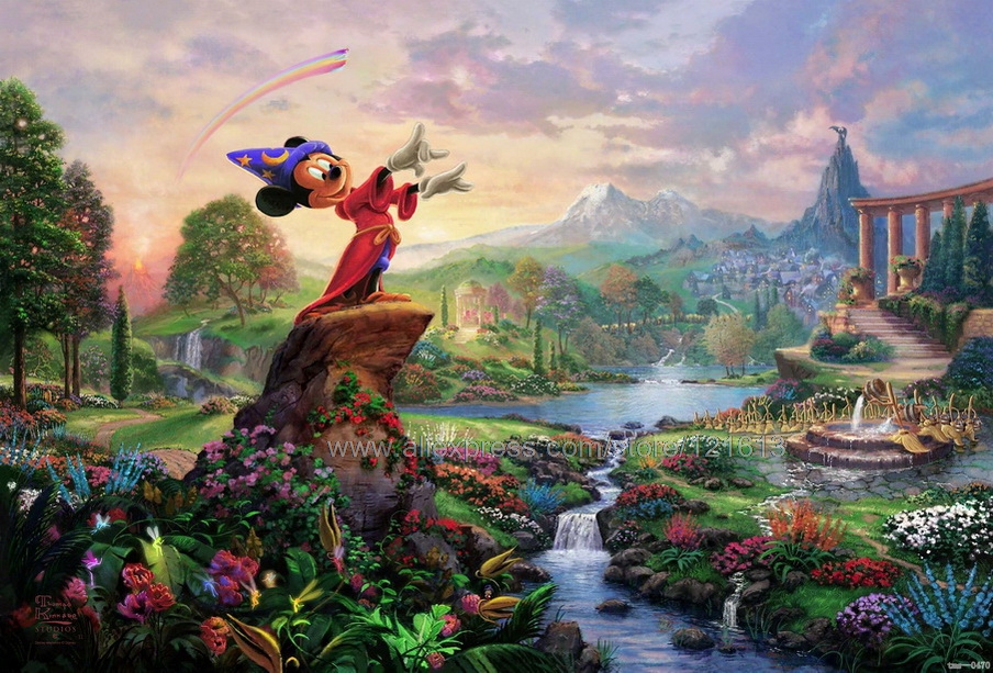 904x613 Thomas Kinkade Original Oil Painting Animation Art Print On Canvas - Pinocchio Painting